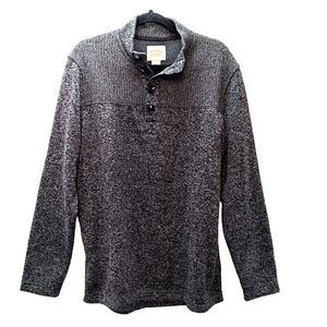 Telluride Clothing Co Mens Minimalist Neutral Gray Button Mock Neck Sweater XL